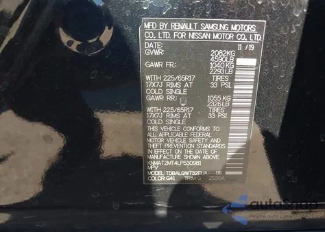 2020 Nissan Rogue Sv Fwd from USA, damaged, VIN KNMAT2MT4LP530981